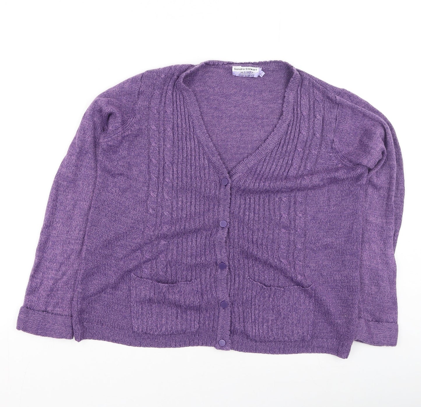 Preworn Womens Purple Round Neck  Acrylic Full Zip Jumper Size S