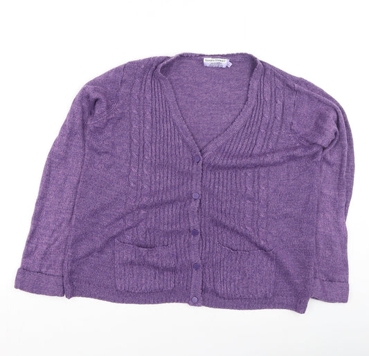 Preworn Womens Purple Round Neck  Acrylic Full Zip Jumper Size S