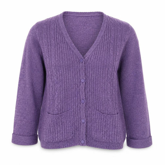 Preworn Womens Purple Round Neck  Acrylic Full Zip Jumper Size S