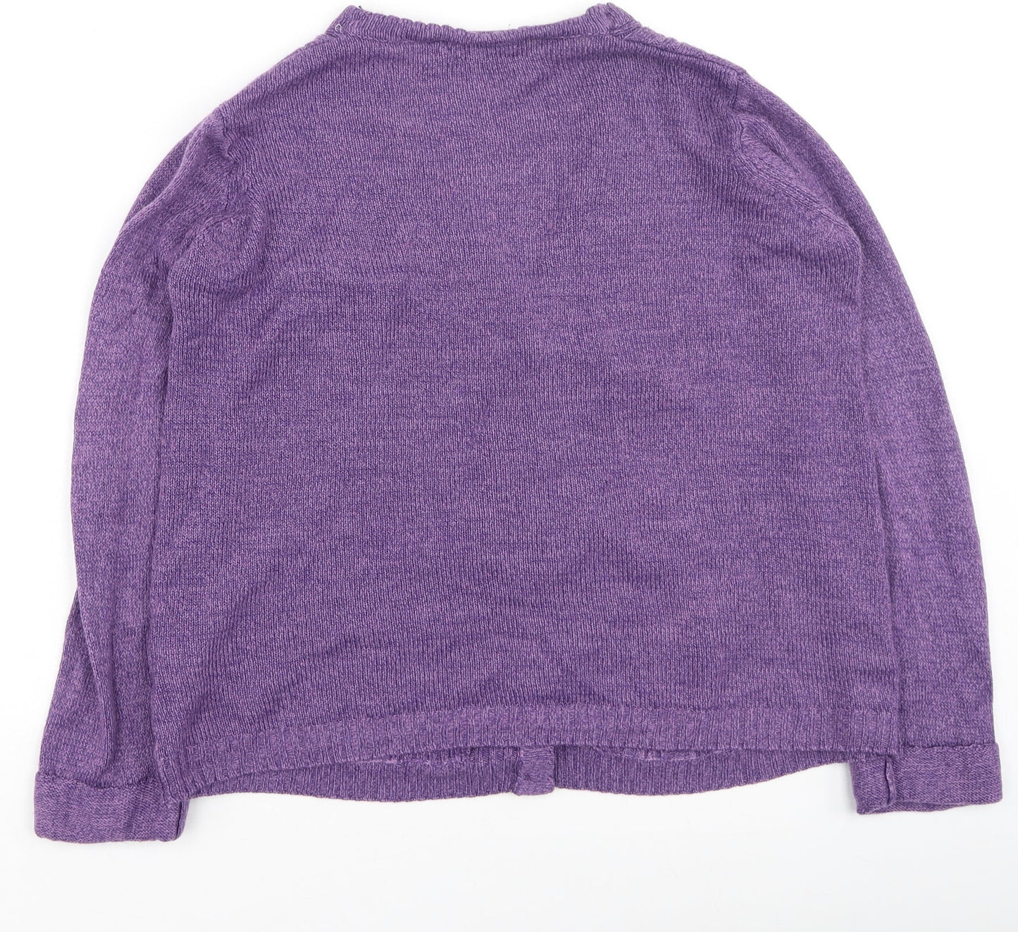 Preworn Womens Purple Round Neck  Acrylic Full Zip Jumper Size S