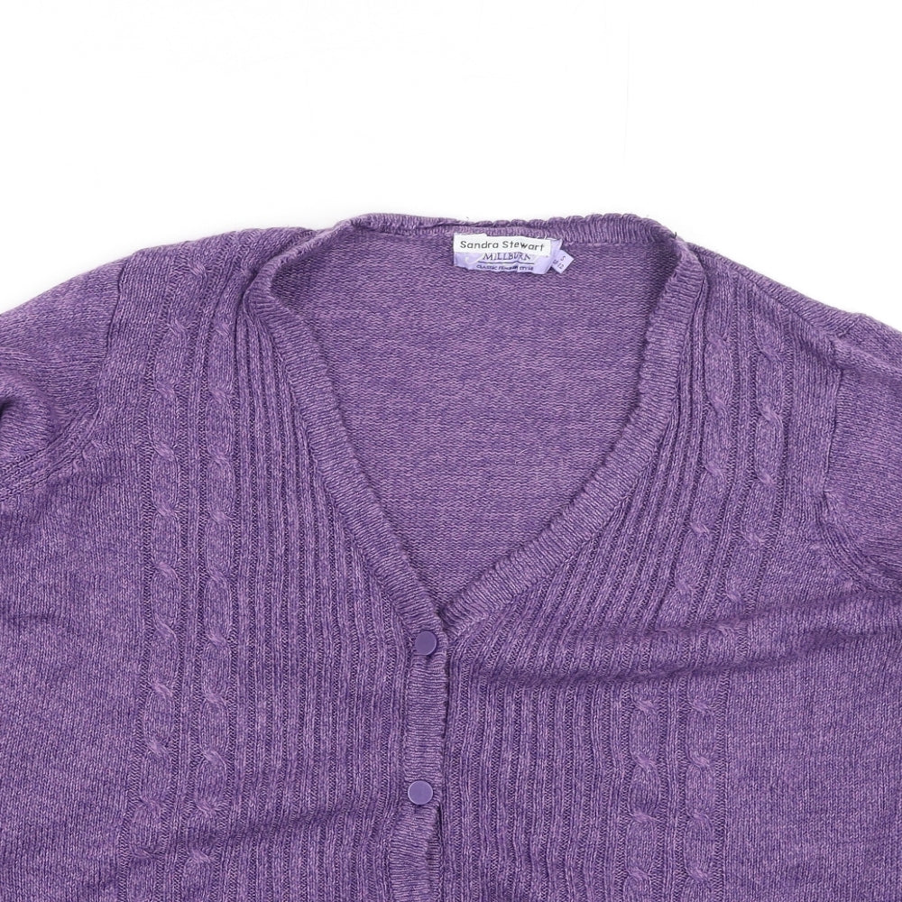 Preworn Womens Purple Round Neck  Acrylic Full Zip Jumper Size S
