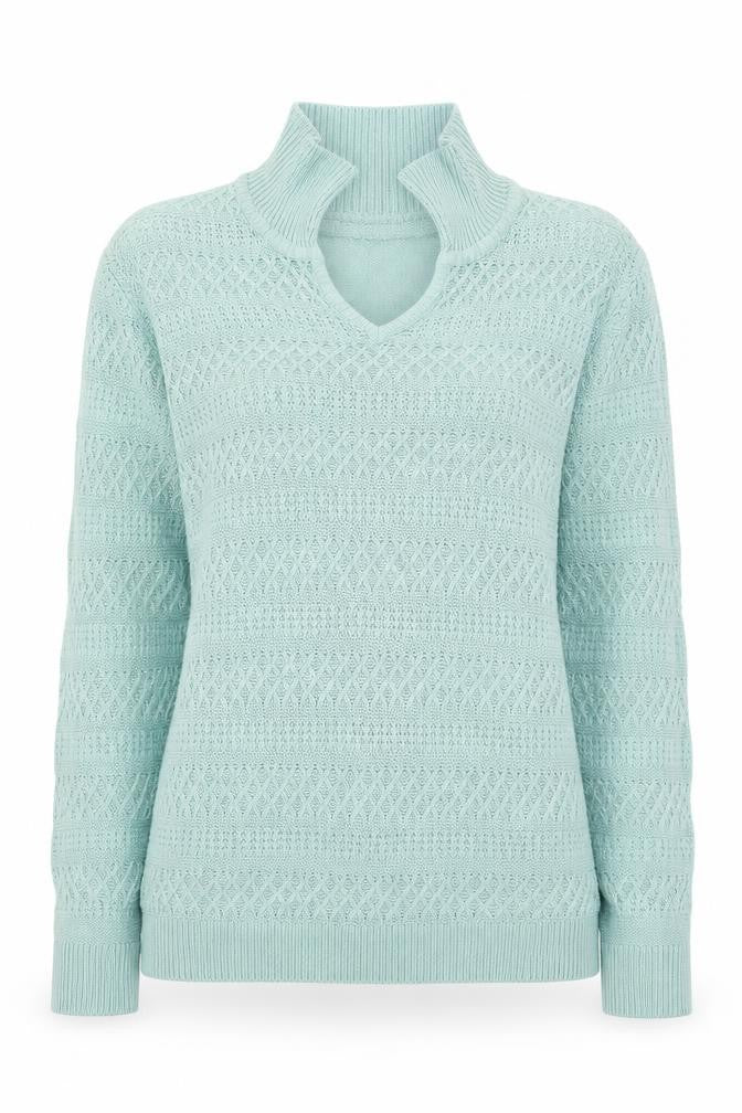 EWM Womens Green Collared  Acrylic Pullover Jumper Size S