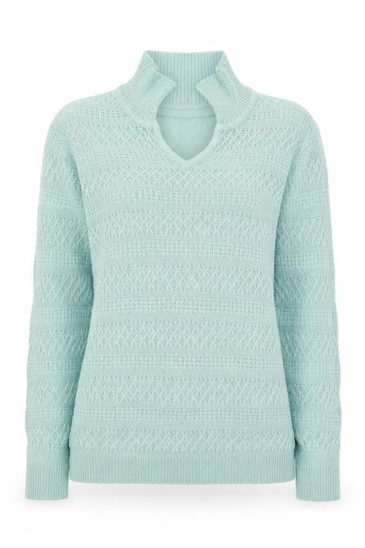 EWM Womens Green Collared  Acrylic Pullover Jumper Size S