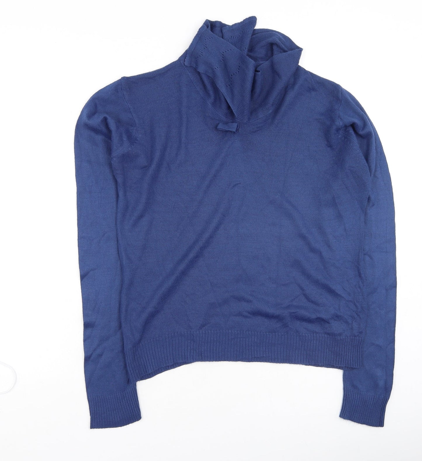 EWM Womens Blue Collared  Acrylic Pullover Jumper Size S
