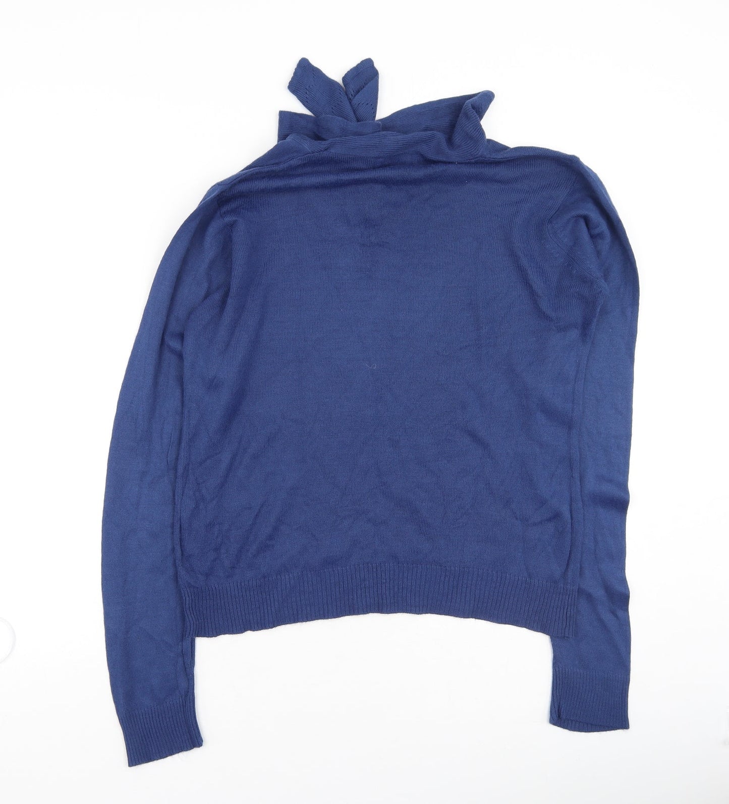 EWM Womens Blue Collared  Acrylic Pullover Jumper Size S