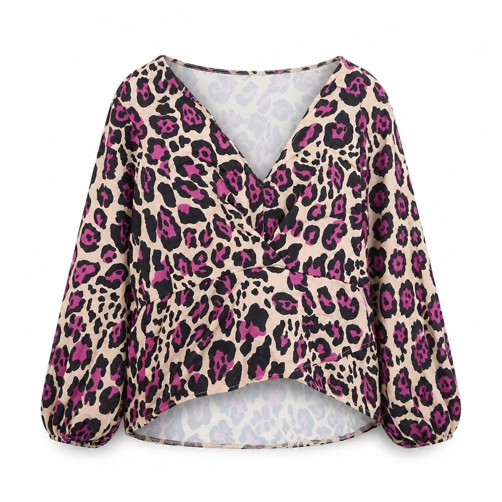 flouse london Womens Multicoloured Animal Print Polyester Basic Blouse Size 18 V-Neck