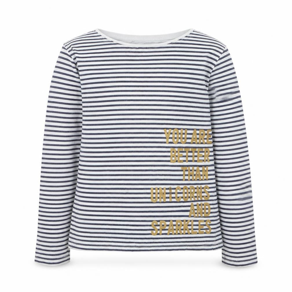 Primark Girls Blue Striped Cotton Basic Casual Size 10-11 Years Round Neck
