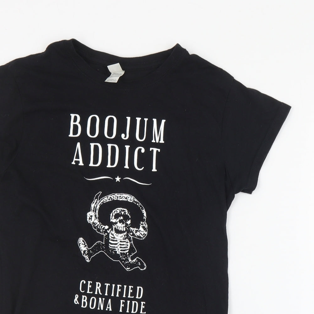 Gildan Womens Black  Cotton Basic T-Shirt Size S Crew Neck - Boojum