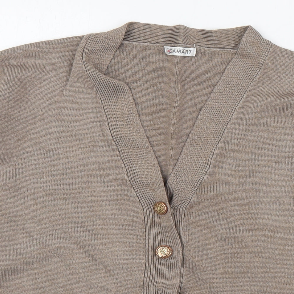 Damart Womens Brown V-Neck  Acrylic Cardigan Jumper Size S