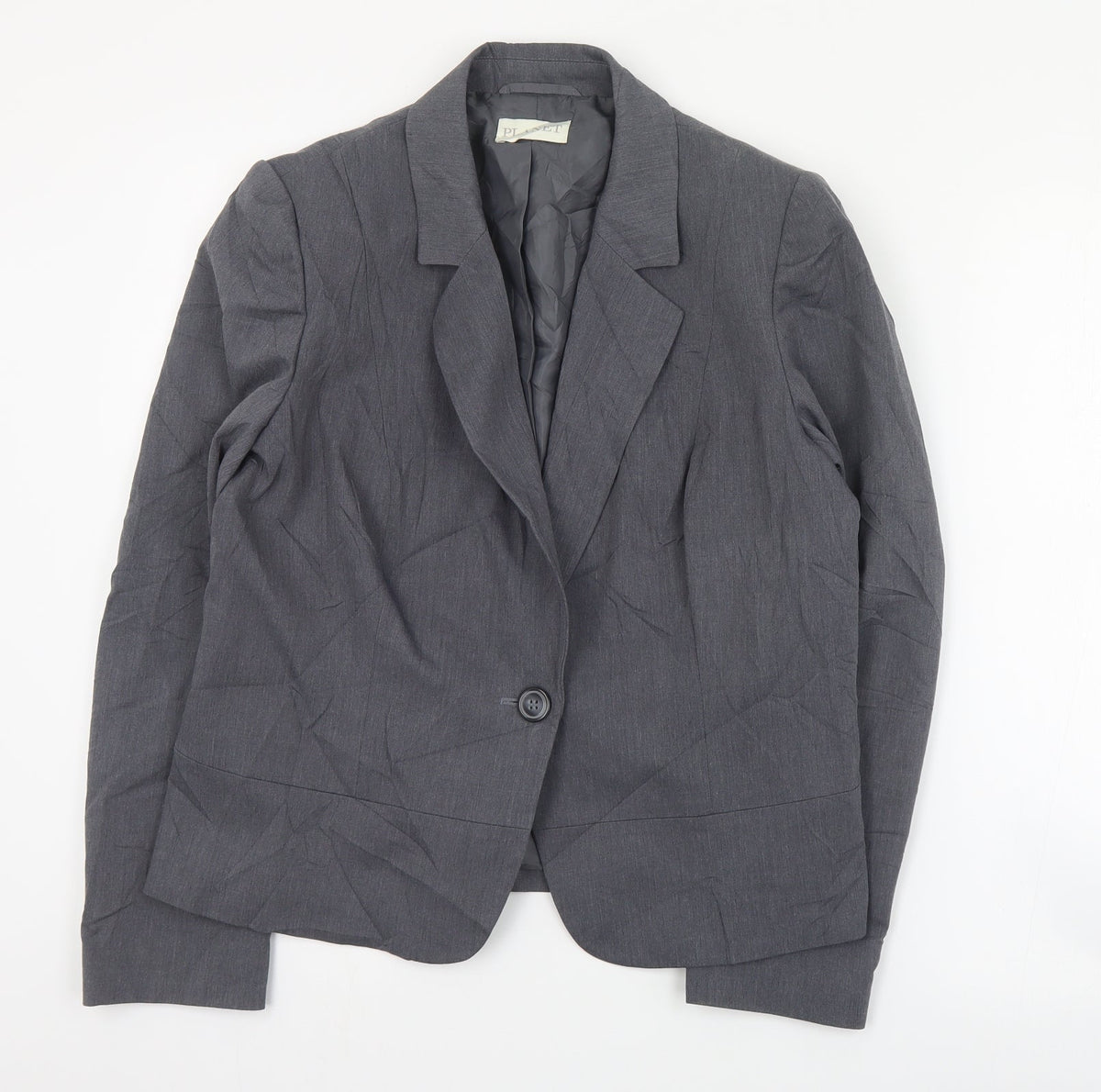 Planet Womens Grey  Polyester Jacket Suit Jacket Size 14