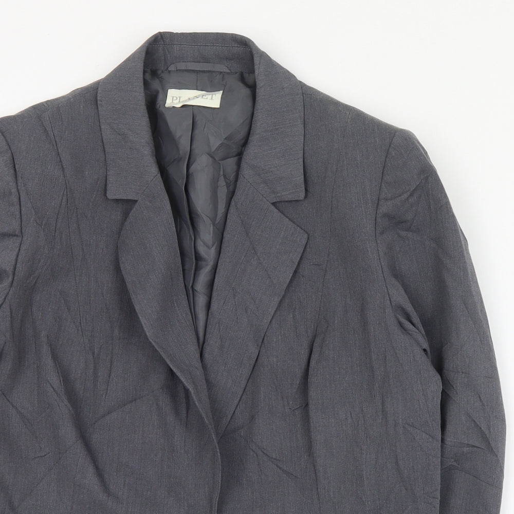 Planet Womens Grey  Polyester Jacket Suit Jacket Size 14