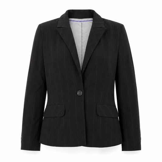 Autonomy Womens Black Striped Polyester Jacket Suit Jacket Size 10