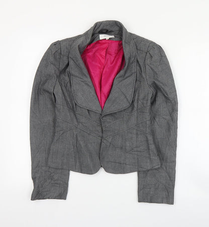 Marks & Spencer Womens Grey   Jacket Blazer Size 8  Hook & Eye