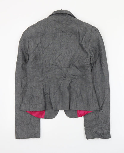 Marks & Spencer Womens Grey   Jacket Blazer Size 8  Hook & Eye