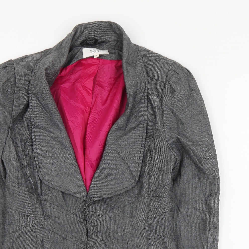 Marks and Spencer Womens Grey   Jacket Blazer Size 8  Hook & Eye