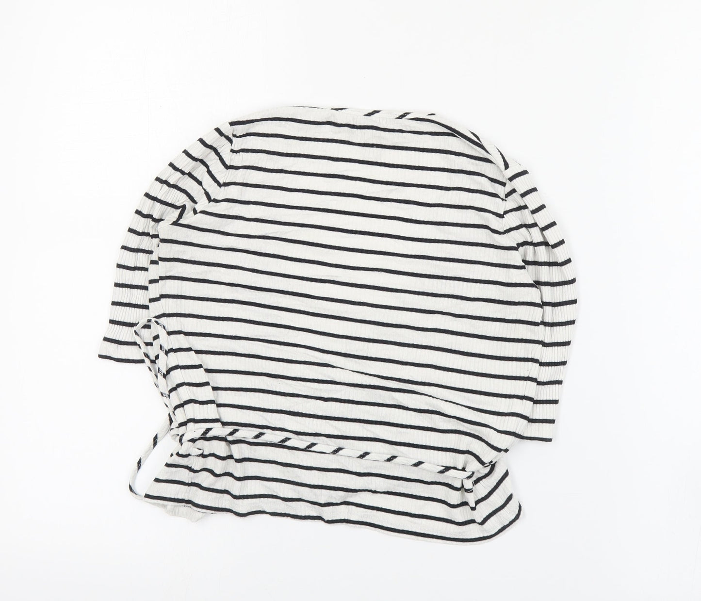 Topshop Womens White Striped Viscose Wrap Blouse Size 8 V-Neck