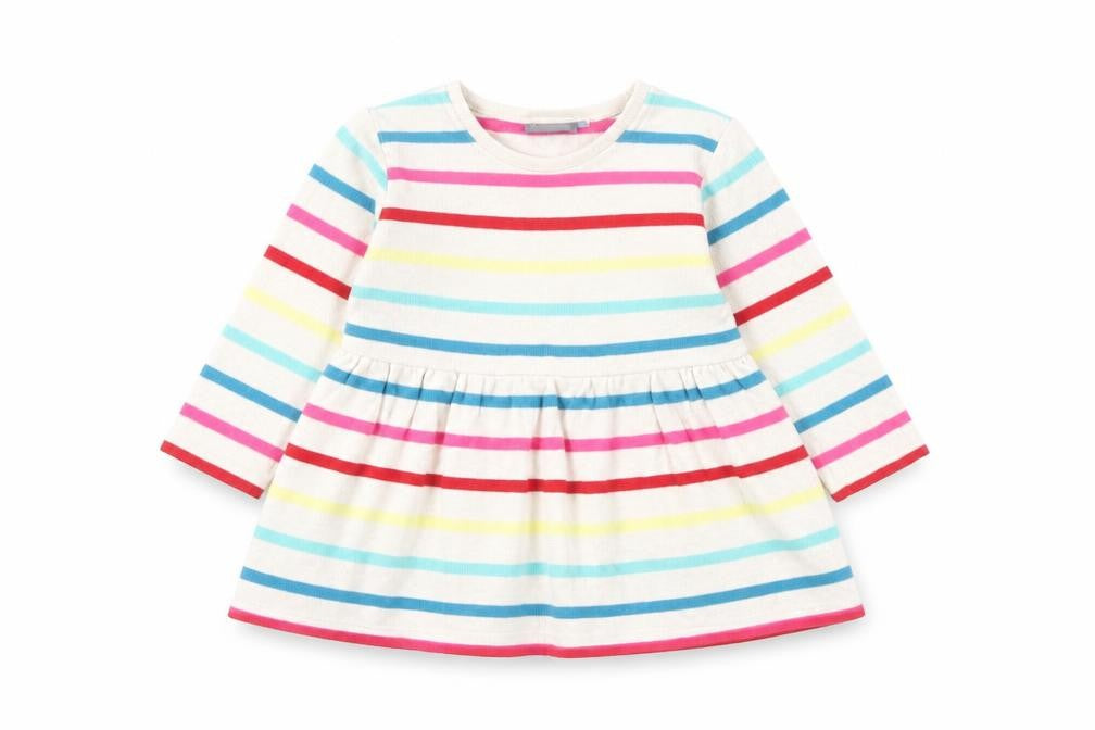 NEXT Girls Multicoloured Striped Cotton Skater Dress  Size 6-9 Months  Round Neck