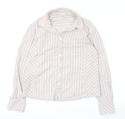 Dimensions Womens Red Striped Cotton Basic Button-Up Size 16 Collared