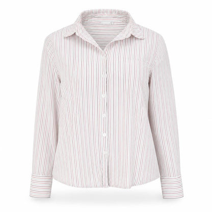 Dimensions Womens Red Striped Cotton Basic Button-Up Size 16 Collared