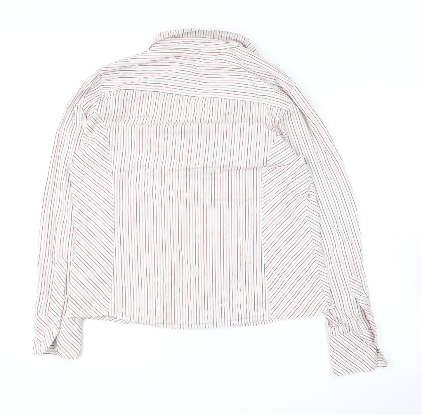 Dimensions Womens Red Striped Cotton Basic Button-Up Size 16 Collared