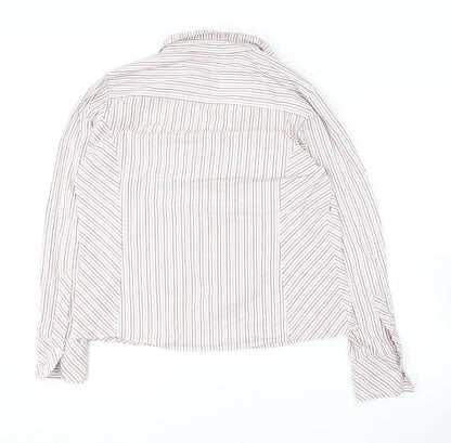Dimensions Womens Red Striped Cotton Basic Button-Up Size 16 Collared