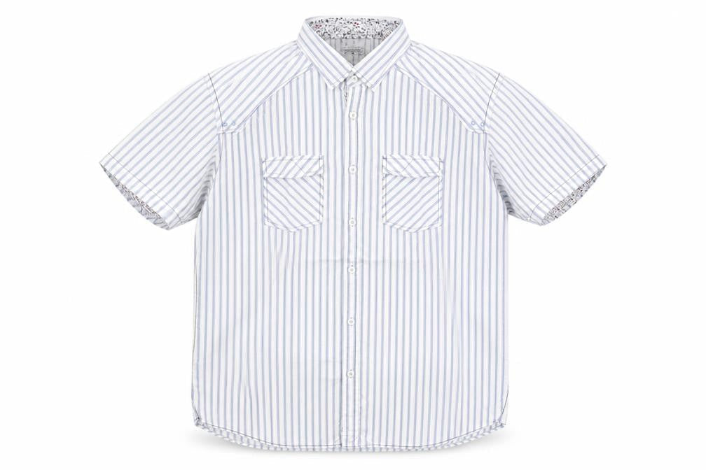 Remus Uomo Mens Blue Striped Cotton  Button-Up Size XL Collared
