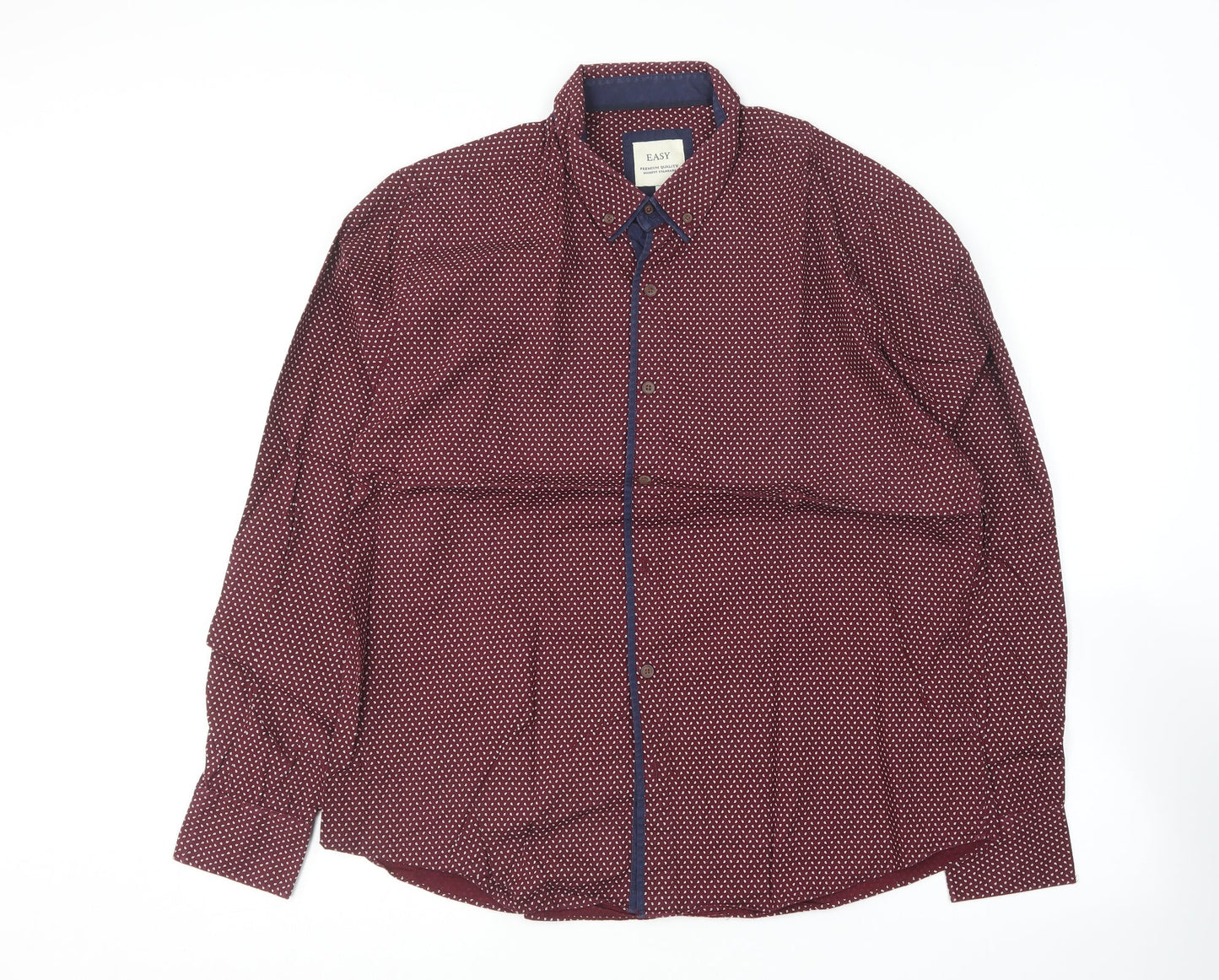 Matalan Mens Purple Geometric Cotton  Button-Up Size XL Collared