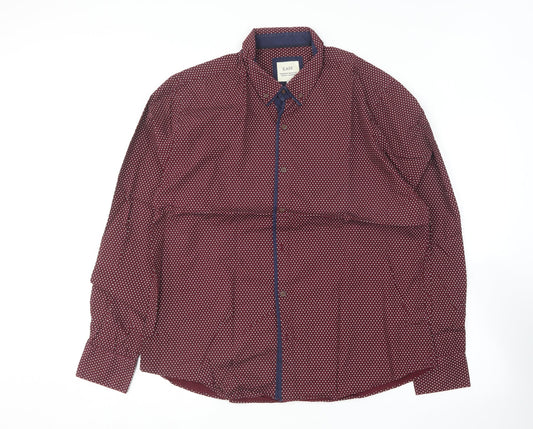 Matalan Mens Purple Geometric Cotton  Button-Up Size XL Collared
