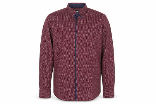 Matalan Mens Purple Geometric Cotton  Button-Up Size XL Collared
