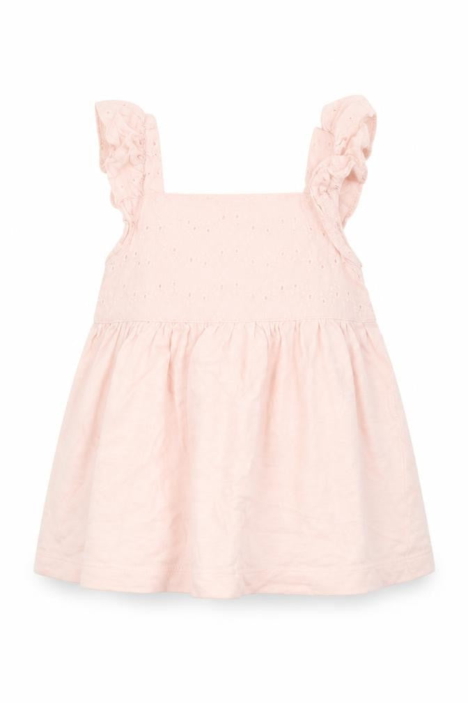George Girls Pink Floral Cotton A-Line  Size 2-3 Years  Square Neck Button