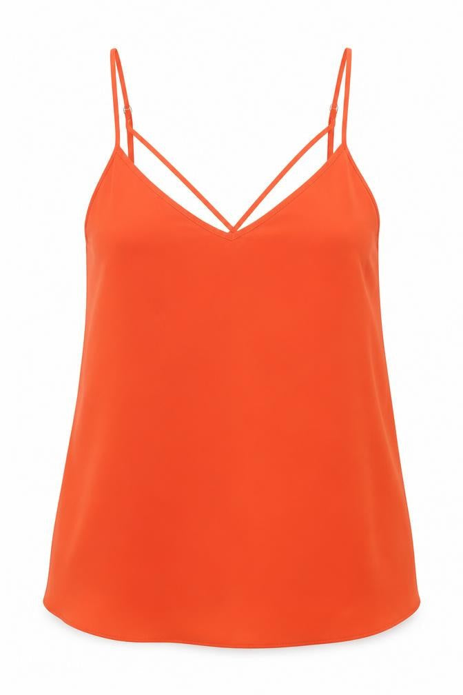 River Island Womens Orange  Polyester Basic Tank Size 10 V-Neck