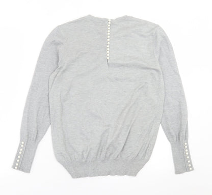 Savida Womens Grey Crew Neck  Viscose Pullover Jumper Size L