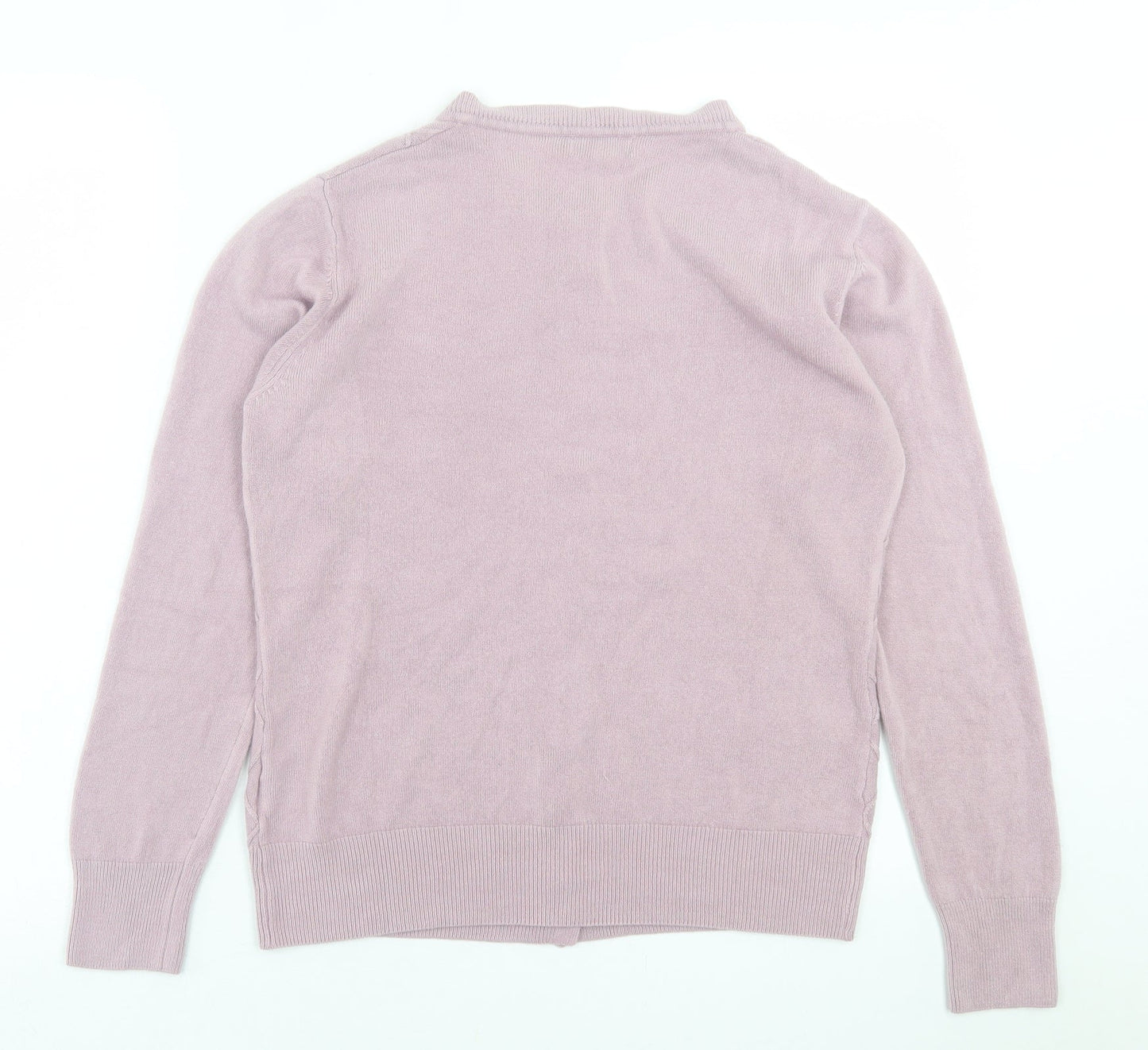paramour Womens Purple Crew Neck Argyle/Diamond Acrylic Cardigan Jumper Size M