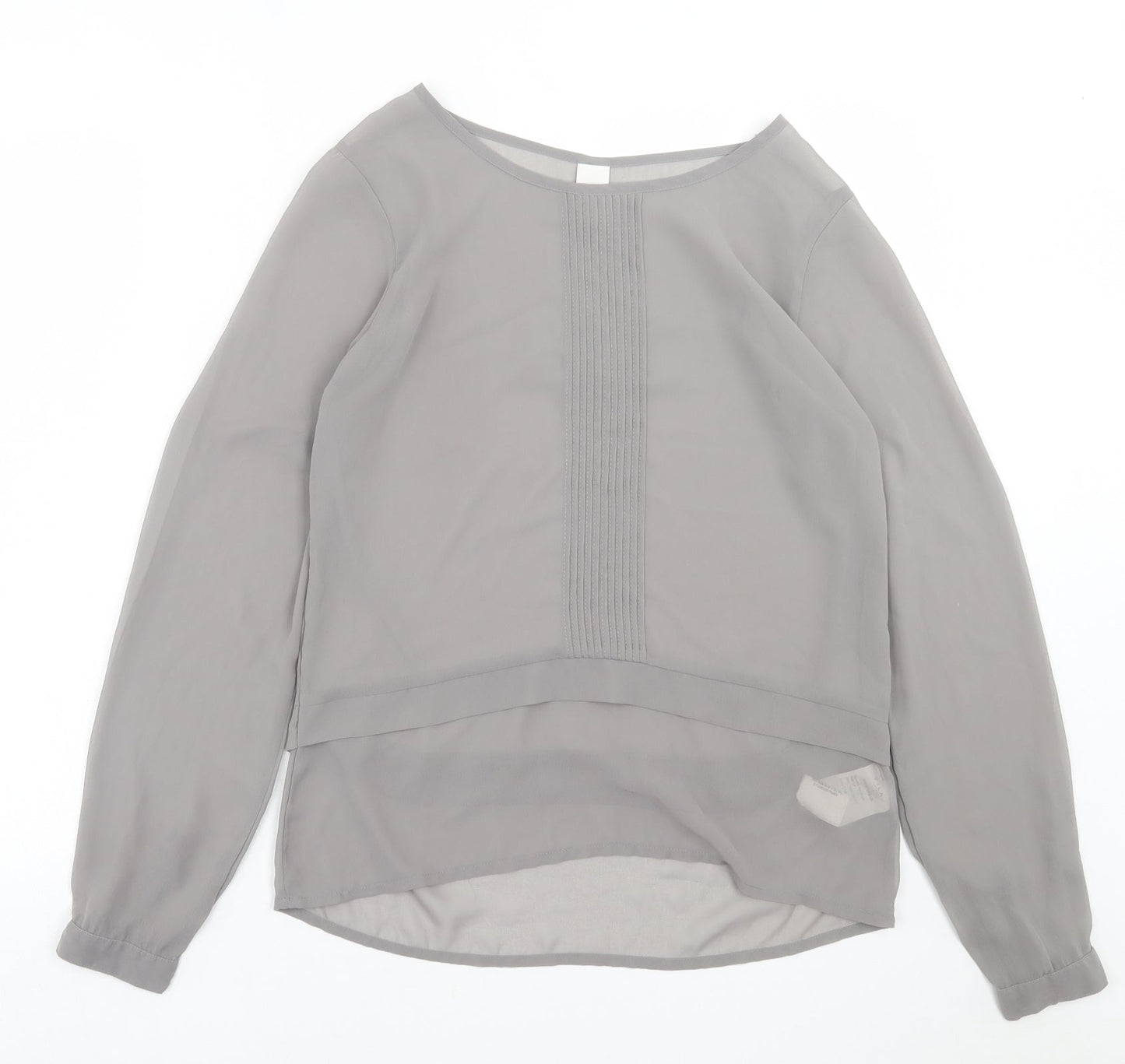 VILA Womens Grey  Polyester Basic Blouse Size S Crew Neck