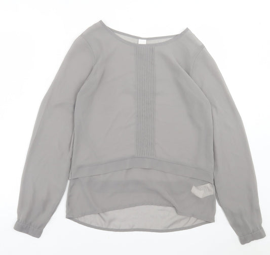 VILA Womens Grey  Polyester Basic Blouse Size S Crew Neck