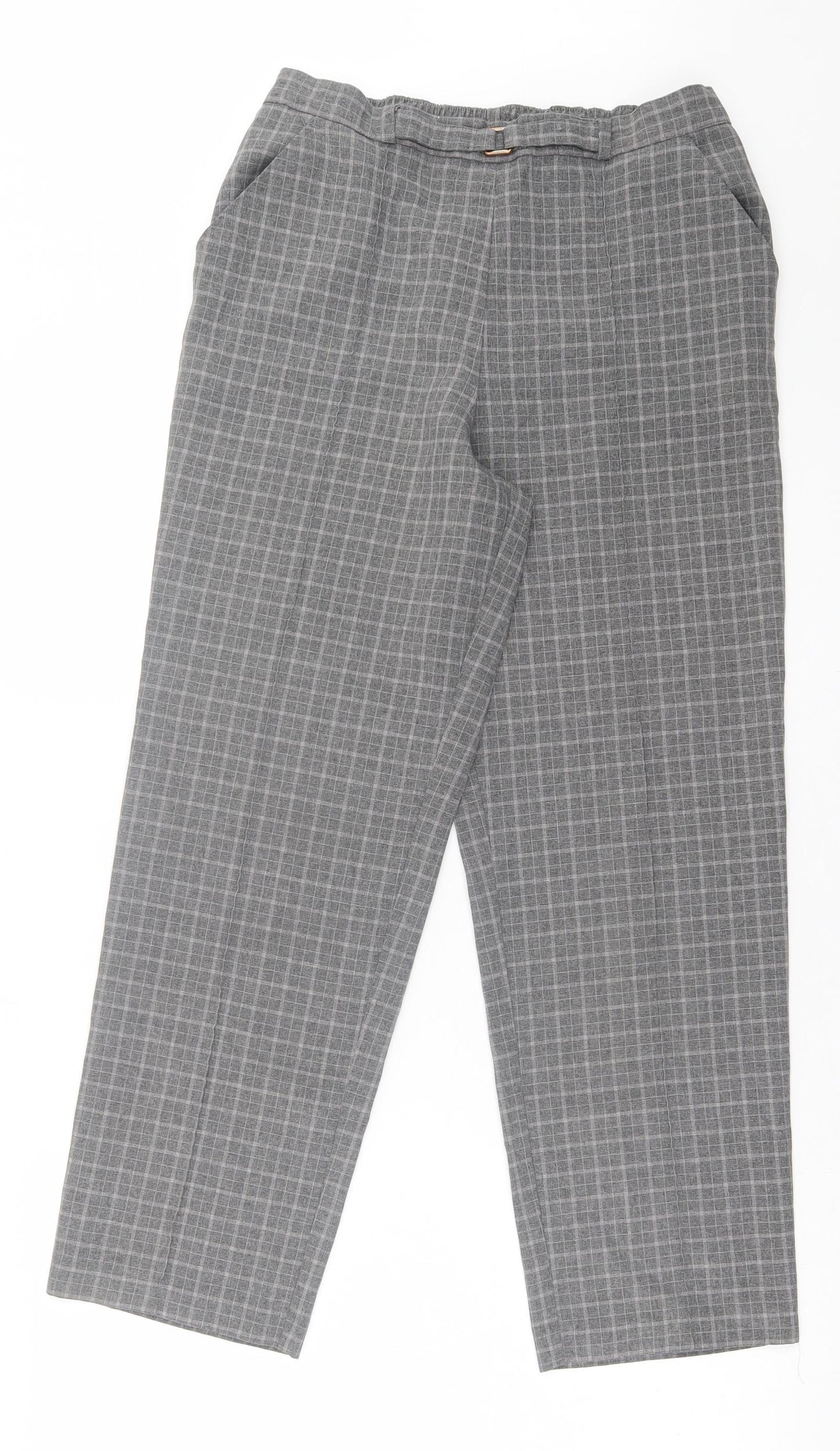Preworn Womens Grey Plaid Polyester Trousers  Size 28 in L26 in Regular