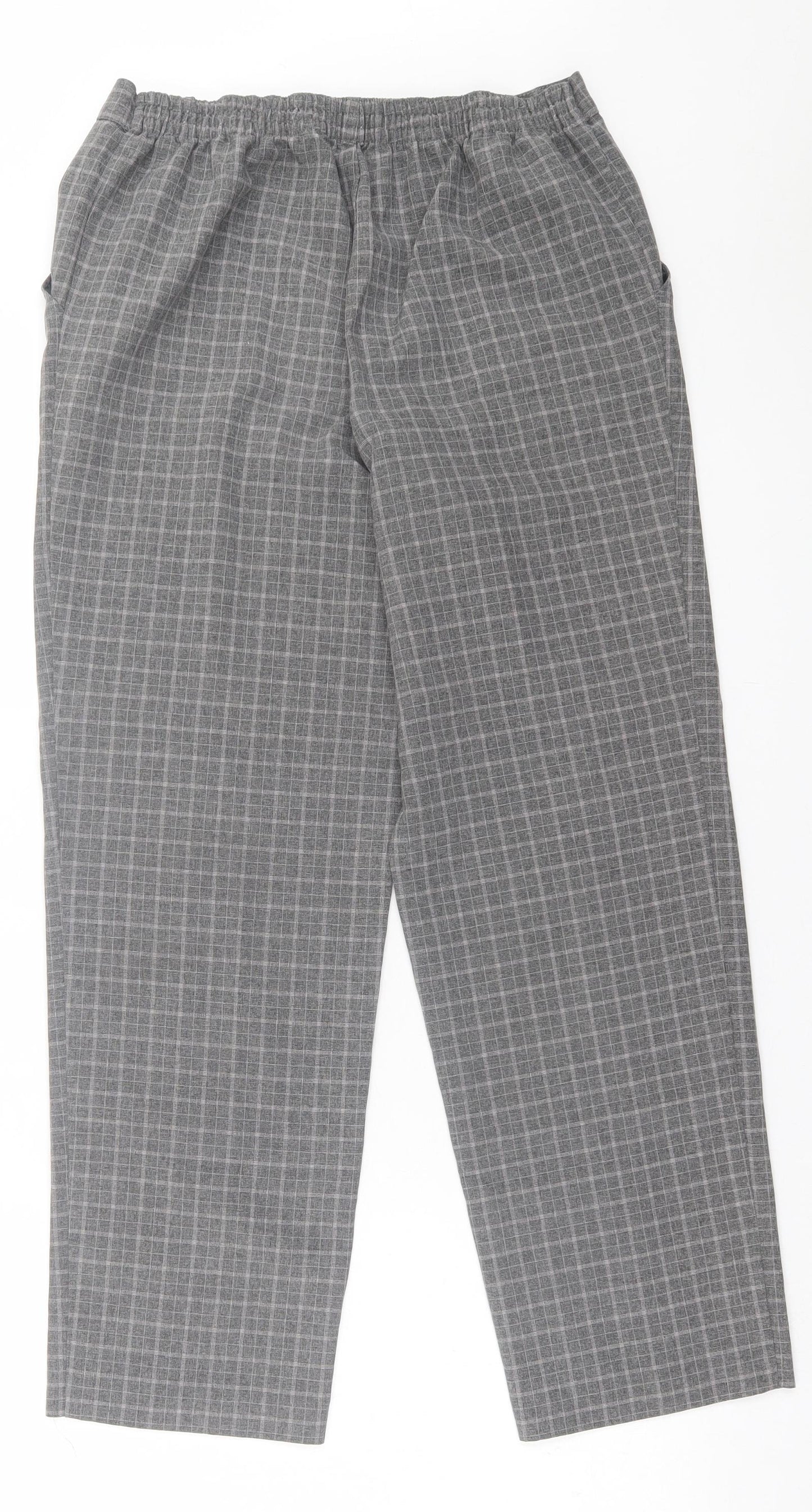 Preworn Womens Grey Plaid Polyester Trousers  Size 28 in L26 in Regular