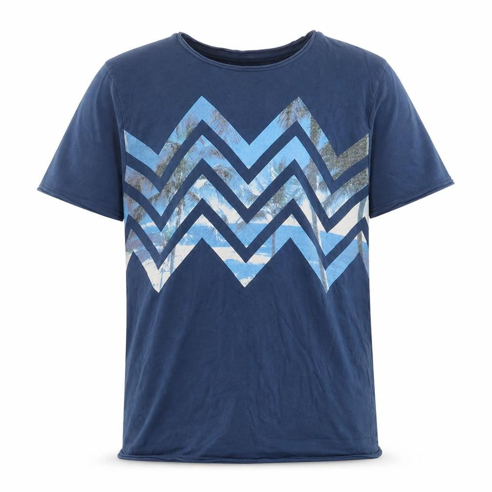 TOM TAILOR Boys Blue Geometric Cotton Basic T-Shirt Size 10 Years Crew Neck Pullover