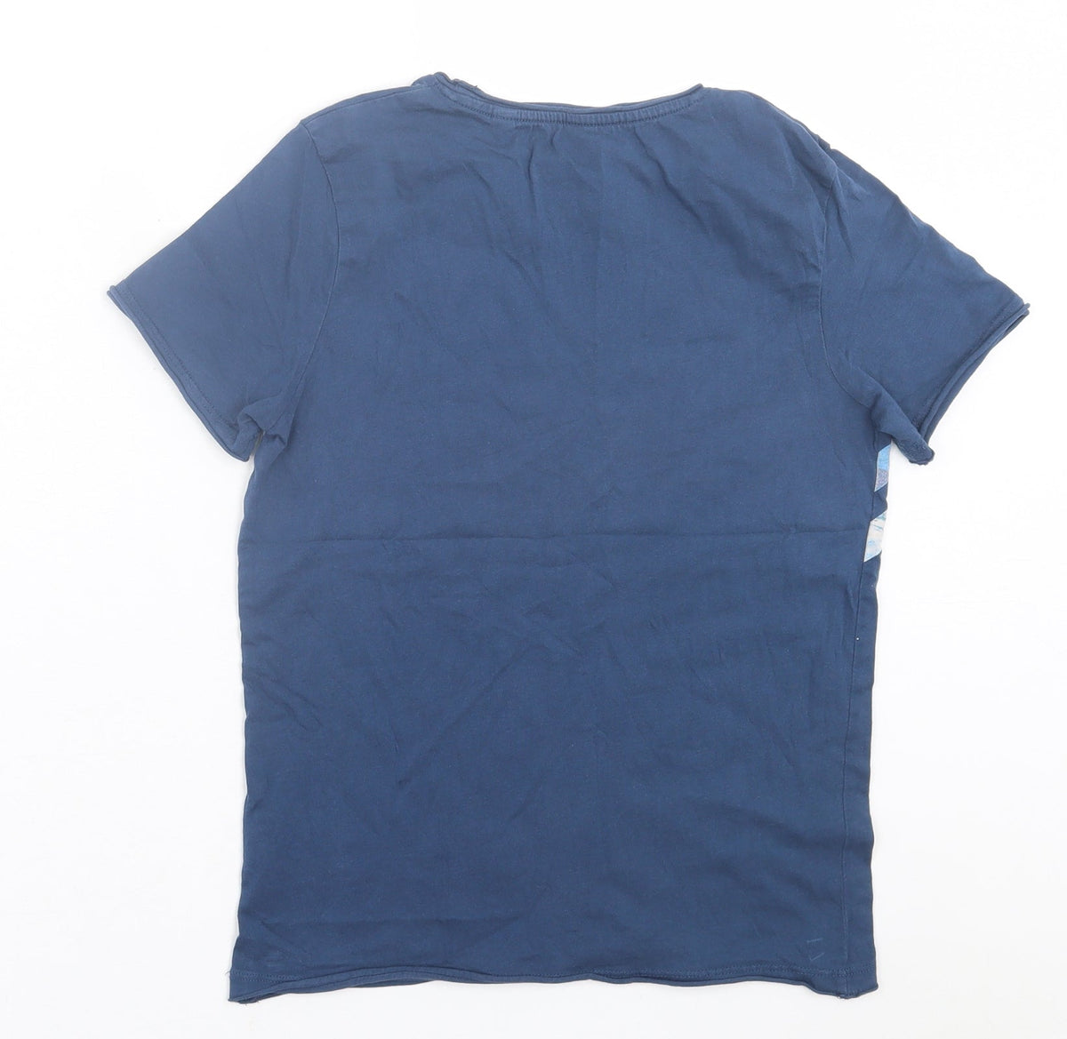 TOM TAILOR Boys Blue Geometric Cotton Basic T-Shirt Size 10 Years Crew Neck Pullover