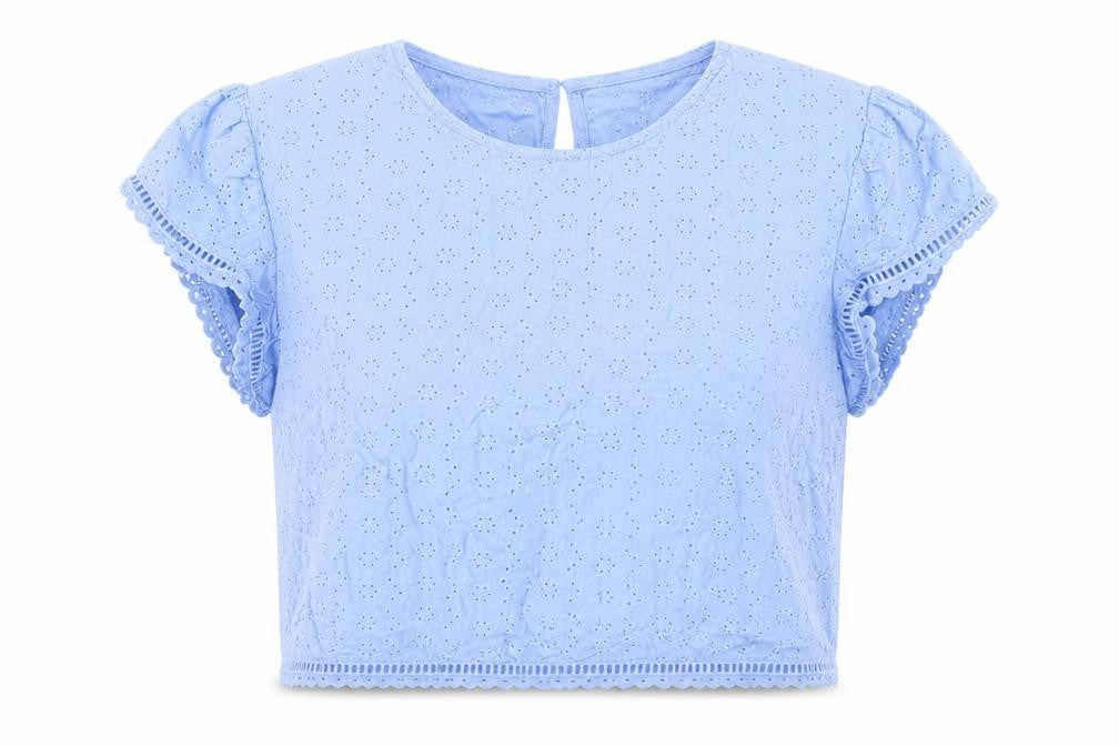 H&M Womens Purple Floral Cotton Cropped T-Shirt Size 14 Crew Neck