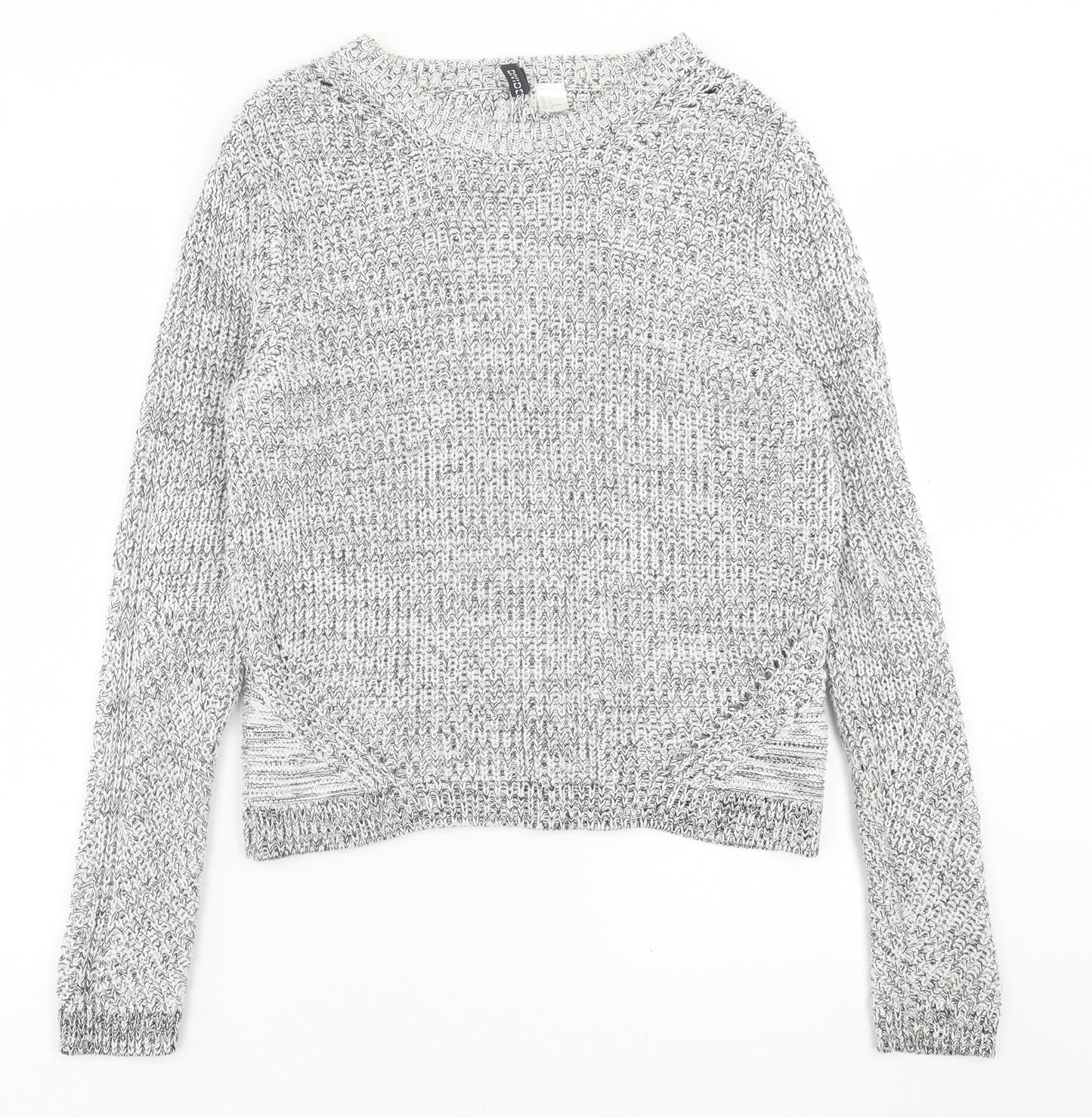 h7m Womens Grey Crew Neck  Cotton Pullover Jumper Size M