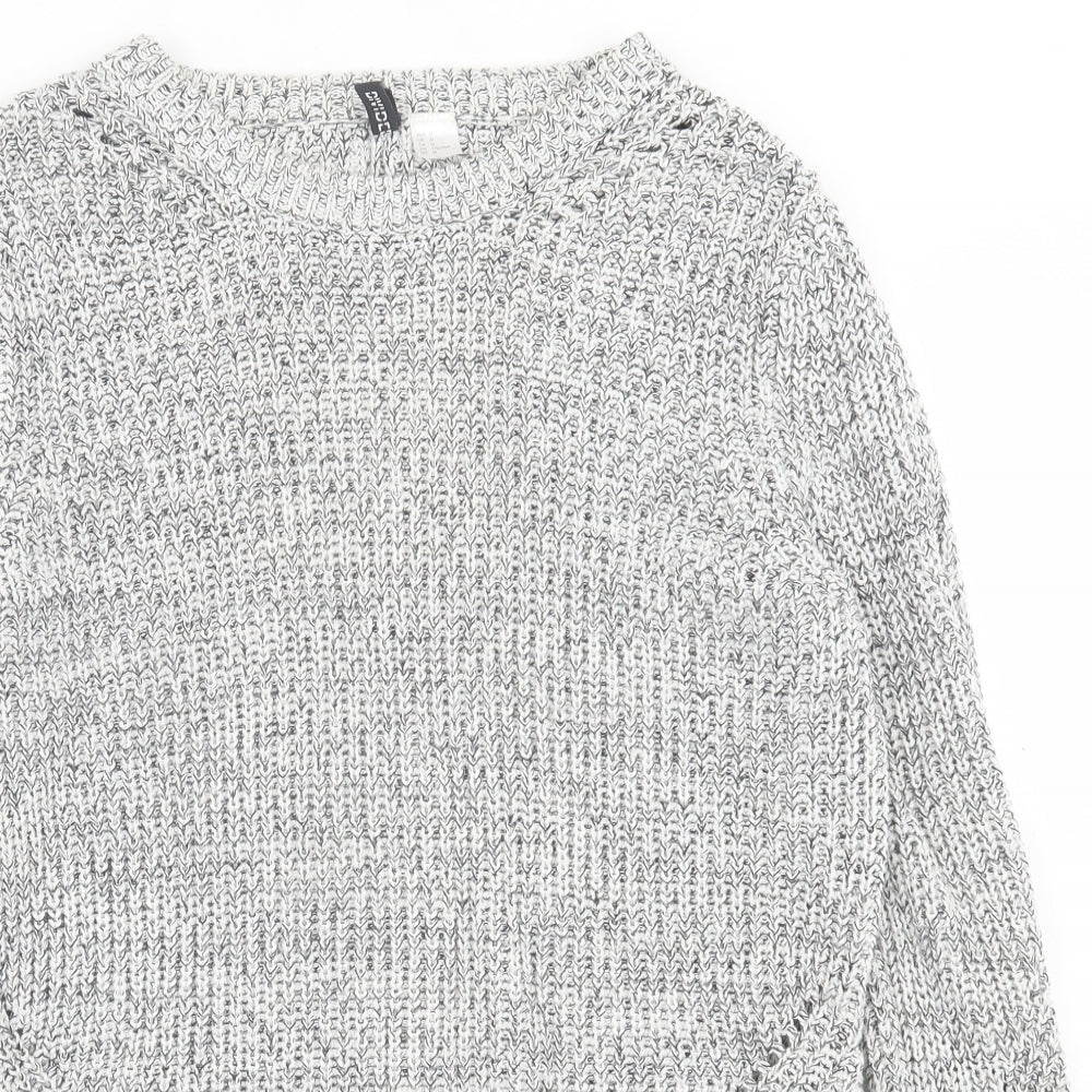 h7m Womens Grey Crew Neck  Cotton Pullover Jumper Size M