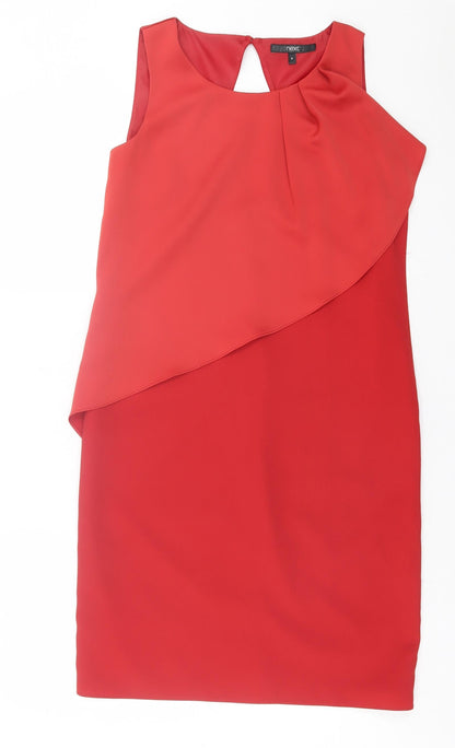 Next Womens Red  Polyester A-Line  Size 8  Crew Neck Button