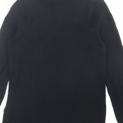 Preloved Marks and Spencer Girls Black  Cotton Basic Casual Size 12-13 Years Roll Neck Pullover - Label