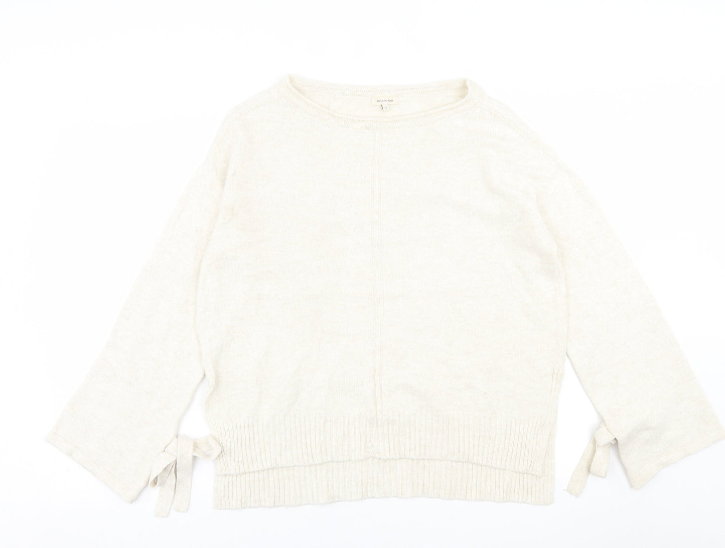 River Island Womens Beige Crew Neck  Acrylic Pullover Jumper Size S