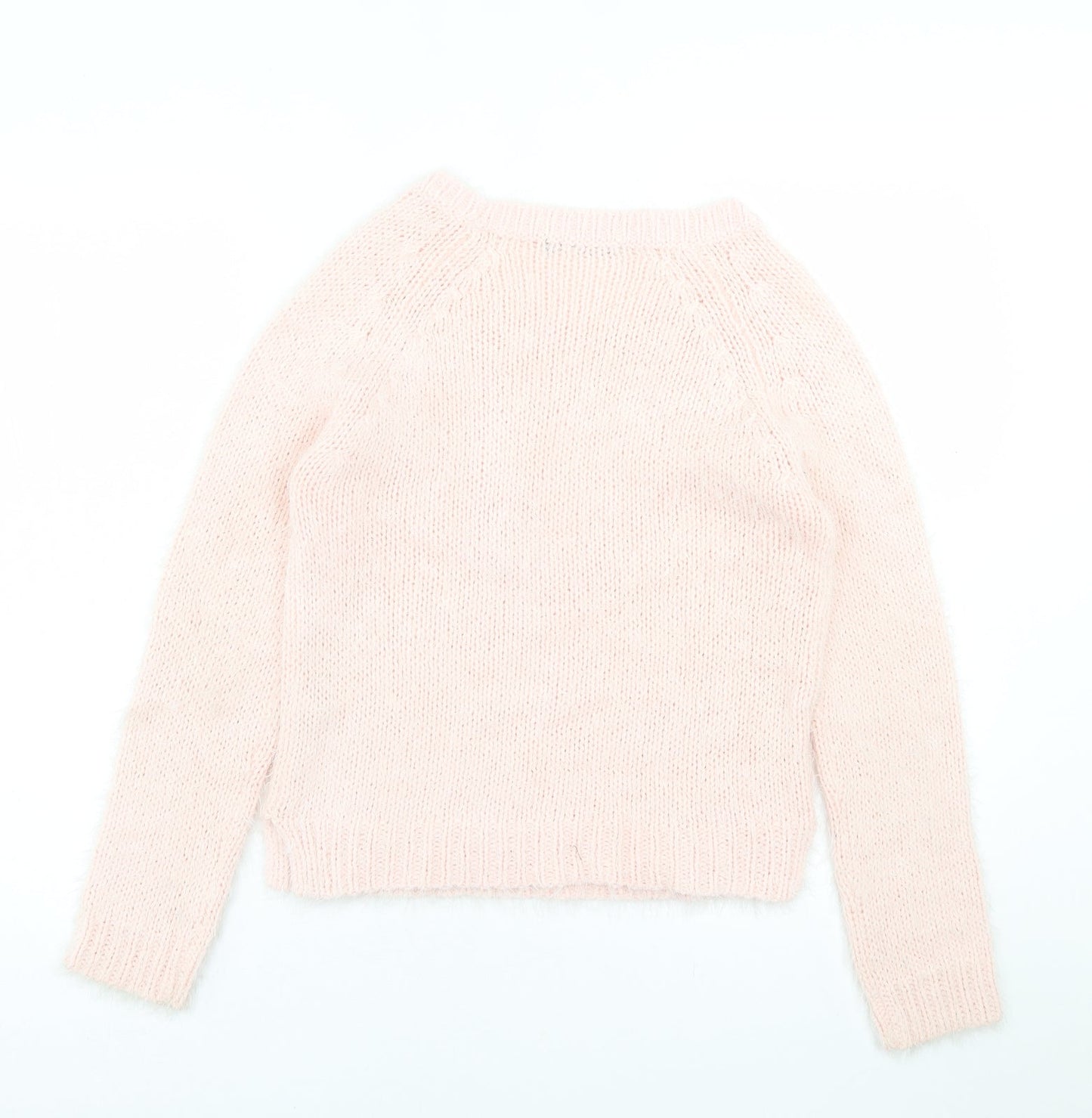 George Womens Pink Crew Neck  Acrylic Pullover Jumper Size 10