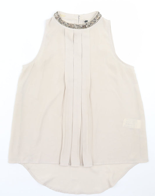 Benneton  Womens Beige  Polyester Basic Tank Size XS Crew Neck