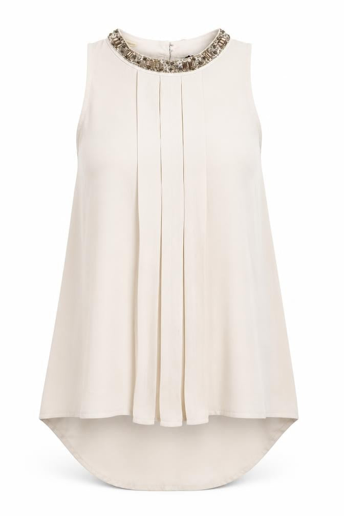 United Colors of Benetton Benneton  Womens Beige  Polyester Basic Tank Size XS Crew Neck