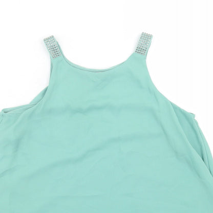 Next Womens Green  Polyester Basic Tank Size 6 Crew Neck
