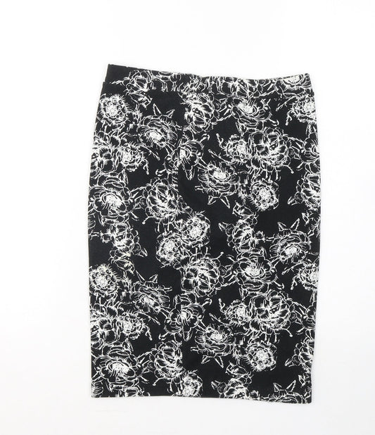 Papaya Womens Black Geometric Cotton A-Line Skirt Size 8